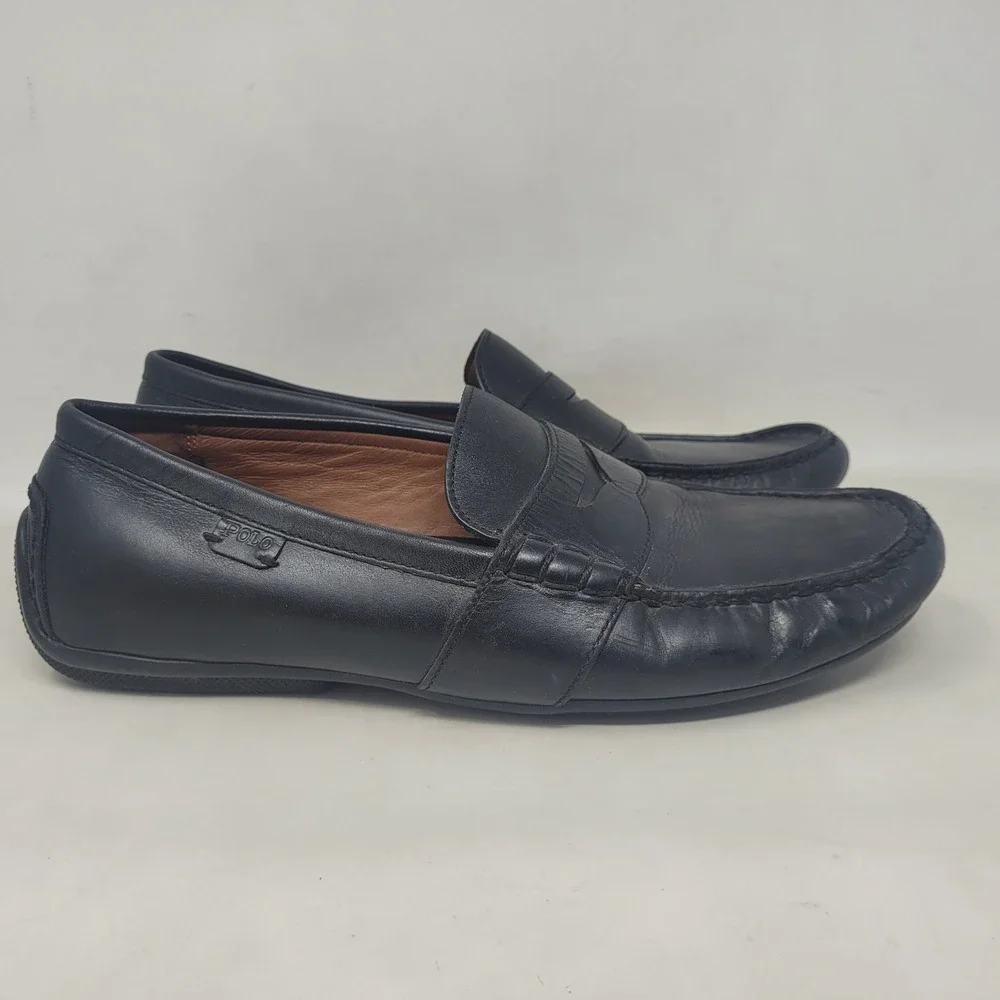 Polo Ralph Lauren Loafers 10.5D Black Leather Driver Reynold Preppy Old Money